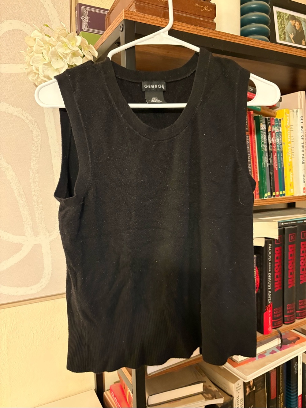 George Black Sleeveless Ribbed Knit Tank